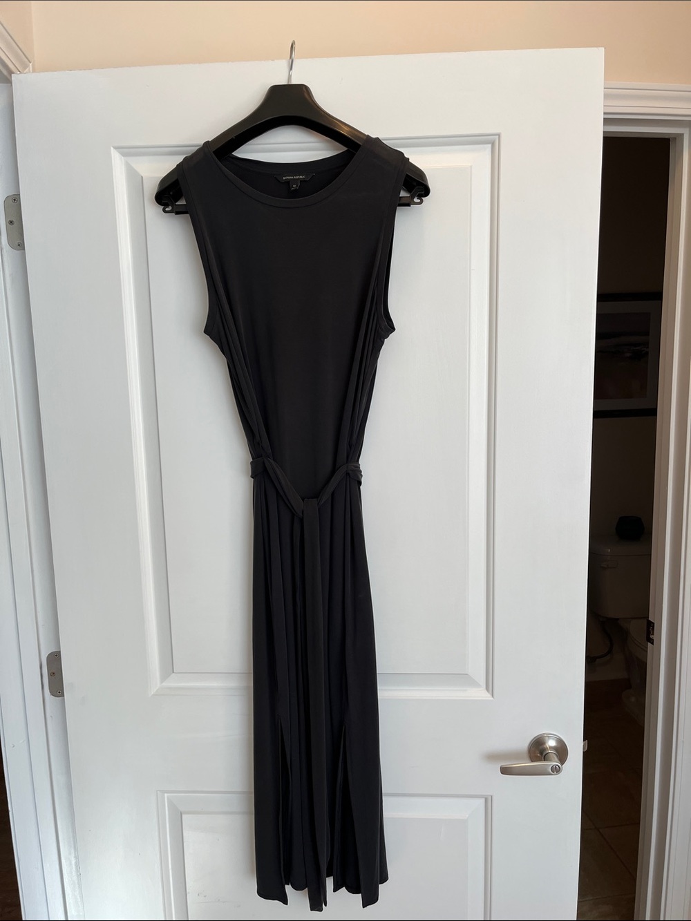 Banana Republic Black Sleeveless Maxi Dress with Waist Tie